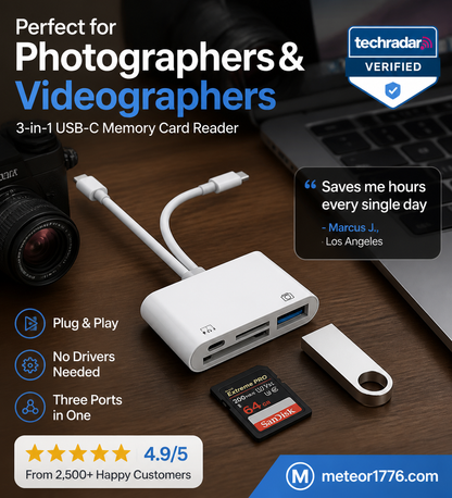 ⏳Time-Limited Special⏰3-in-1 USB-C Memory Card Reader . Read SD, microSD & CF cards – plug & play, fast transfer. 🔥📱