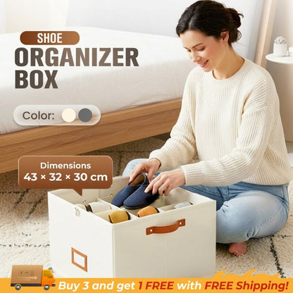⏳Time-Limited Special⏰Fabric Shoe Organizer Storage Box – Foldable, Large Capacity, Dustproof & Breathable for Closet & Bedroom 🧺✨