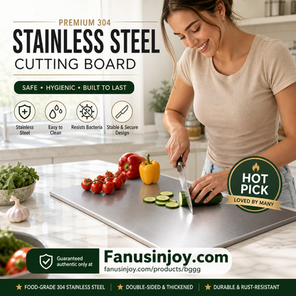 ⏳Time-Limited Special⏰Must‑Have Cooking Tool！🥩🥦Safer, Cleaner & More Convenient!💥304 Stainless Steel Cutting Board
