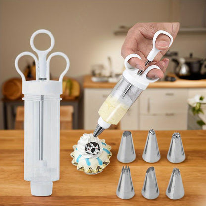 ⏳Time-Limited Special⏰Stainless Steel Cake Decorating Gun Kit – Complete Frosting Piping Set with 18 Tips & Nozzles – Decorate Inside & Out ✨