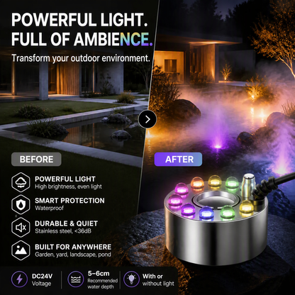 ⏳Time-Limited Special⏰12-LED Ultrasonic Mist Maker Fogger – Creates cool mist & colourful light – Perfect for humidifiers, fountains or Halloween decor – runs quietly in water 💧✨