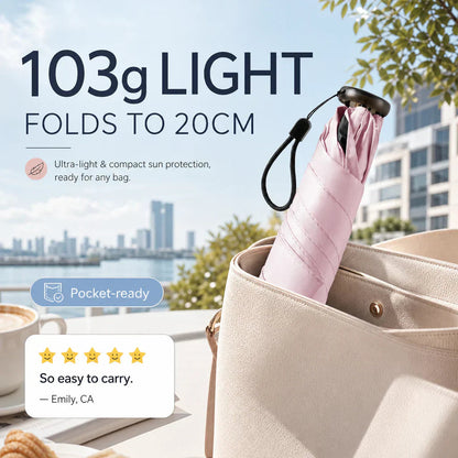 ⏳Time-Limited Special⏰Ultra-Light Sun & Rain Umbrella – 103g, UPF 50+, Carbon Fiber Frame – Compact & Pocket-Sized! ☂️