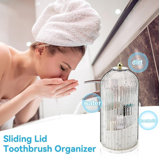 ⏳Time-Limited Special⏰Sliding Lid Toothbrush Organiser – Wall-mounted, dustproof & space-saving – Perfect for small bathrooms & en-suites ✨