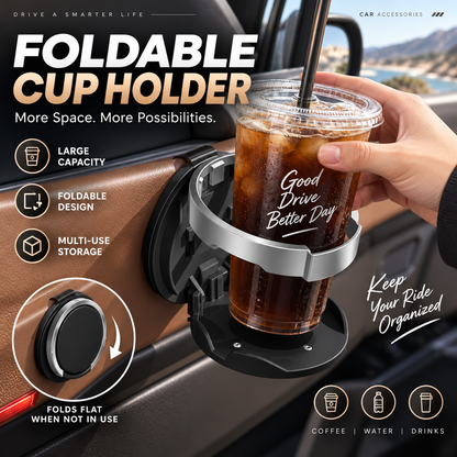 ⏳Time-Limited Special⏰Foldable Car Door Drink Holder, Large Bore Multifunctional Bottle Storage Rack For Vehicle🚗🥤