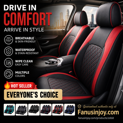 ⏳Time-Limited Special⏰9-Piece Quilted Faux Leather Seat Covers – Car Interior Accessory ⏰