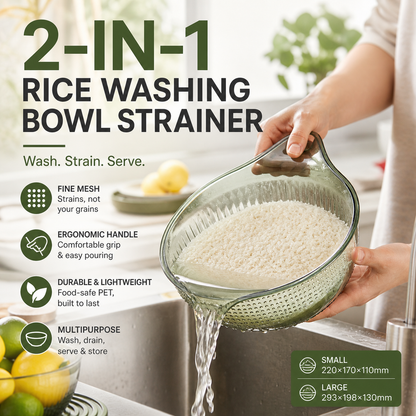 ⏳Time-Limited Special⏰Wash Rice Without Losing a Grain – Fine Mesh Colander Bowl with Handle. UK Stock