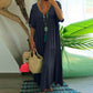 ⏳Time-Limited Special⏰Women's Casual Long Dress – V-Neck, Loose Fit, Short Sleeves, Natural Fibers 🌿