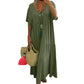 ⏳Time-Limited Special⏰Women's Casual Long Dress – V-Neck, Loose Fit, Short Sleeves, Natural Fibers 🌿