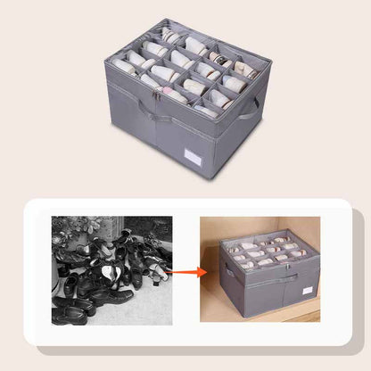 ⏳Time-Limited Special⏰Shoe Organizer with Adjustable Dividers & Clear Cover 🔍