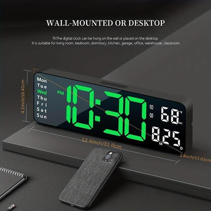 ⏳Time-Limited Special⏰16" Large Digital Clock with Temperature, Date, Auto DST, Night Light, Auto Brightness Dimmer