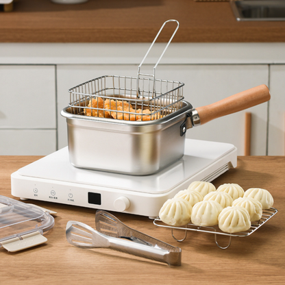 ⏳Time-Limited Special⏰Multifunctional cooking set for frying: deep fryer, hob, fresh food storage and vegetable washing