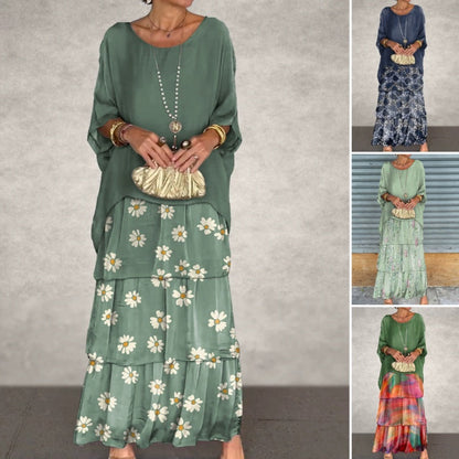 Elegant Round Neck Mesh Floral Layered Dress