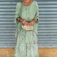 Elegant Round Neck Mesh Floral Layered Dress