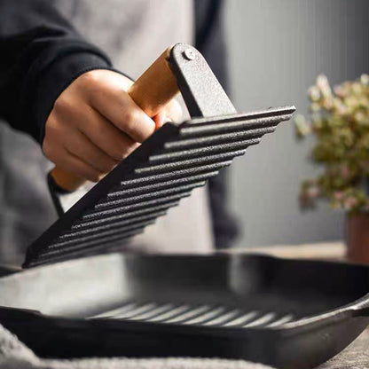 ⏳Time-Limited Special⏰Cast Iron Steak & Burger Press‑Ridged Grill Press🥩