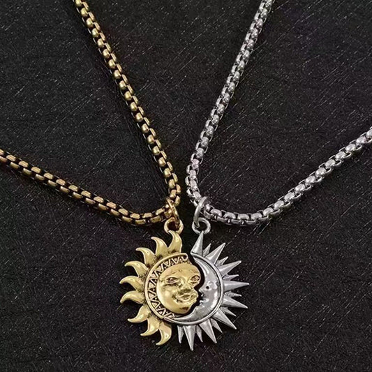 ⏳Time-Limited Special⏰ Sun & Moon Pendant Necklace Set – Symbolic Couple Jewelry, Asymmetrical Design & Meaningful Gift ✨