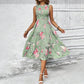 ⏳Time-Limited Special⏰Women’s Sleeveless Floral Print Casual Dress – Smocked Bodice, Tiered Skirt, Midi Length ✨