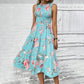 ⏳Time-Limited Special⏰Women’s Sleeveless Floral Print Casual Dress – Smocked Bodice, Tiered Skirt, Midi Length ✨