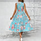 ⏳Time-Limited Special⏰Women’s Sleeveless Floral Print Casual Dress – Smocked Bodice, Tiered Skirt, Midi Length ✨