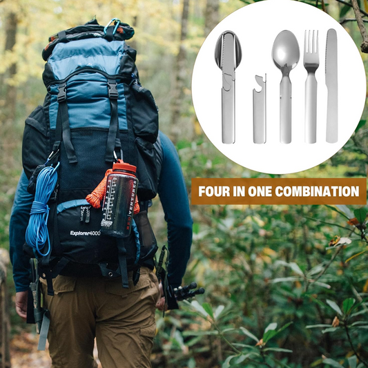 ⏳Time-Limited Special⏰4-in-1 Stainless Steel Portable Cutlery Set
