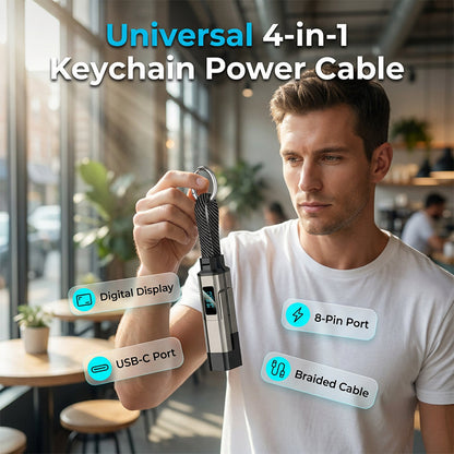 ⏳Time-Limited Special⏰4-in-1 Charging Cable with Digital Display & Keychain – Fast-Charging, Kink-Resistant & Compact