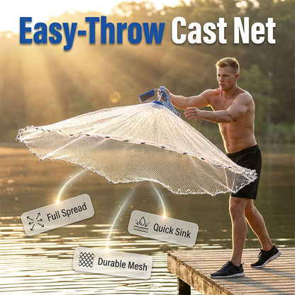 ⏳Time-Limited Special⏰Easy-Throw Cast Net – Heavy-Duty Mesh, Rapid Sinking & Versatile – For Freshwater & Saltwater 🐟