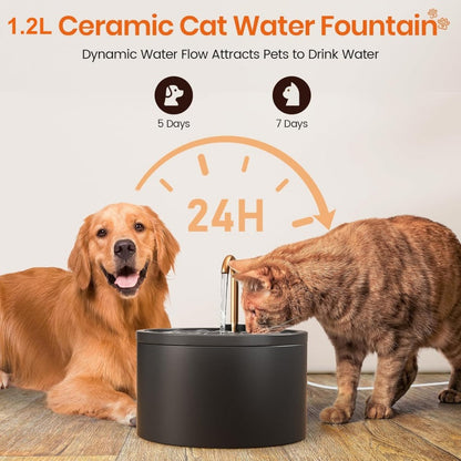 ⏳Time-Limited Special ⏰ Ceramic Pet Water Fountain – Faucet style, ultra-quiet & filtered – Fresh flowing water, easy to clean – perfect for cats or small dogs 💦