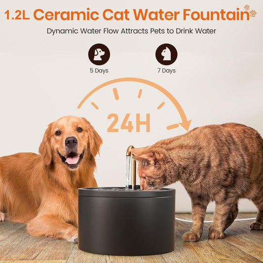 ⏳Time-Limited Special ⏰ Ceramic Pet Water Fountain – Faucet style, ultra-quiet & filtered – Fresh flowing water, easy to clean – perfect for cats or small dogs 💦