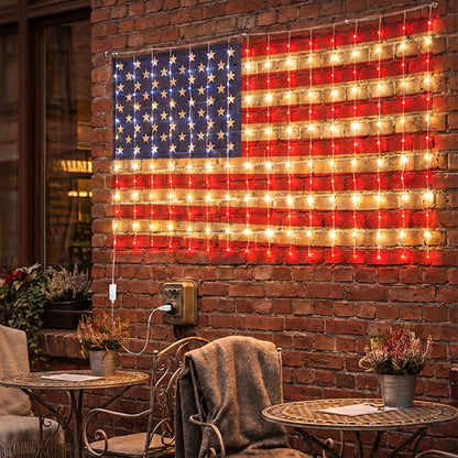 ⏳Time-Limited Special⏰Patriotic Flag Net Lights – USB, Waterproof, 50,000-Hour ✨
