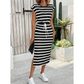 ⏳Time-Limited Special⏰Women's Striped Drawstring Waist Split Midi Dress