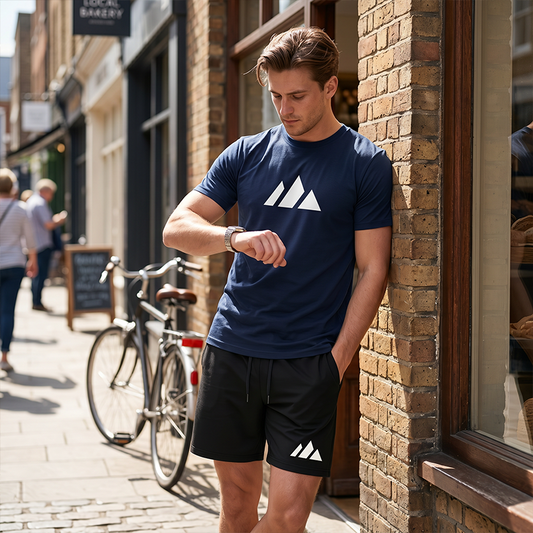 ⏳Time-Limited Special⏰Men's Short Sleeve T-Shirt & Drawstring Shorts Set – Geometric Print, Breathable, Versatile 🔥