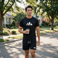 ⏳Time-Limited Special⏰Men's Short Sleeve T-Shirt & Drawstring Shorts Set – Geometric Print, Breathable, Versatile 🔥