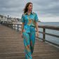 ⏳Time-Limited Special⏰Women's Casual Short Sleeve Top & Pants Set – Vibrant Print, Side Pockets, Soft Fabric 🌿