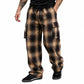 ⏳Time-Limited Special⏰Men's Retro Plaid Loose Fit Cargo Pants – Wide Leg, Cargo Pockets, Drawstring Waist 🌿