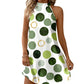⏳Time-Limited Special⏰Flattering Halter A-Line Dress – Polka Dot Print, Sleeveless, Vacation Ready 🌸