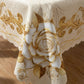 ⏳Time-Limited Special⏰Waterproof Gold Rose Tablecloth – Embossed Effect, Stain-Resistant & Elegant for Dining ✨