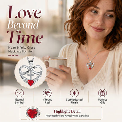 ⏳Time-Limited Special⏰Infinity Heart Cross Necklace with Wing Pendant – Faith & Eternal Love ✨