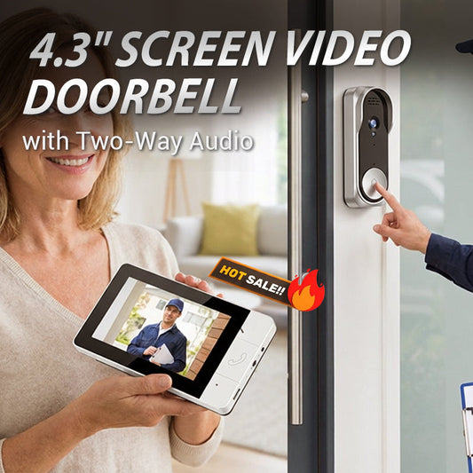 ⏳Time-Limited Special⏰4.3" Screen Video Doorbell with Two-Way Audio