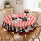 ⏳Time-Limited Special⏰Farmhouse Rooster Tablecloth – Red Buffalo Plaid Chicken Table Cover, Spill Proof & Scalloped Lace Edge ✨