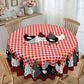 ⏳Time-Limited Special⏰Farmhouse Rooster Tablecloth – Red Buffalo Plaid Chicken Table Cover, Spill Proof & Scalloped Lace Edge ✨