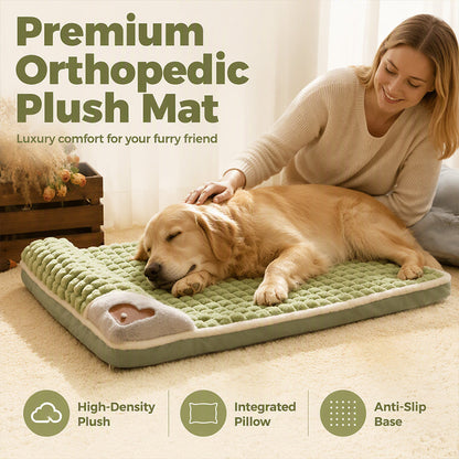 ⏳Time-Limited Special⏰Premium Plush Pet Sleeping Mat – Orthopedic Support, Crystal Velvet Softness & Ergonomic Neck Pillow Edge 🛏️