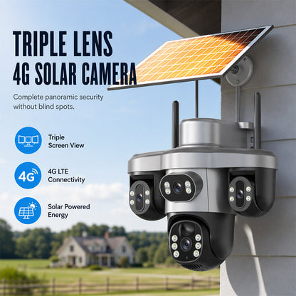⏳Time-Limited Special⏰3 Lenses. 0 Wires. 100% Peace of Mind. Triple solar-powered security that watches every angle — no WiFi, no electric bill.