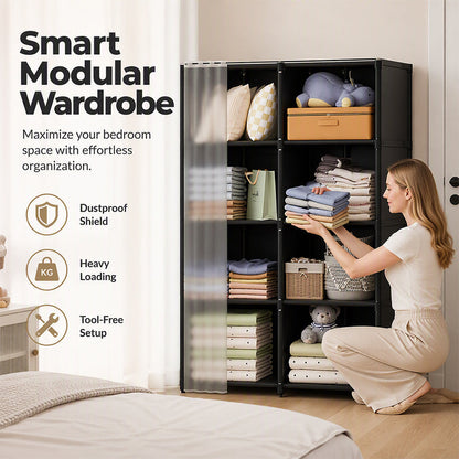 ⏳Time-Limited Special⏰Multi-Tier Space-Saving Dustproof Wardrobe – Smart Modular Design, Heavy-Duty Steel Tubes & Full Dust Protection ✨