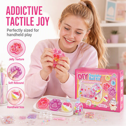 ⏳Time-Limited Special⏰DIY Squishy Toy Kit‑Cat‑Paw Fried Ice Handmade Squeeze Toy Set, Tactile Jelly Rebound Craft Kit, Fun Stress‑Relief DIY Toy for Kids Age 6+