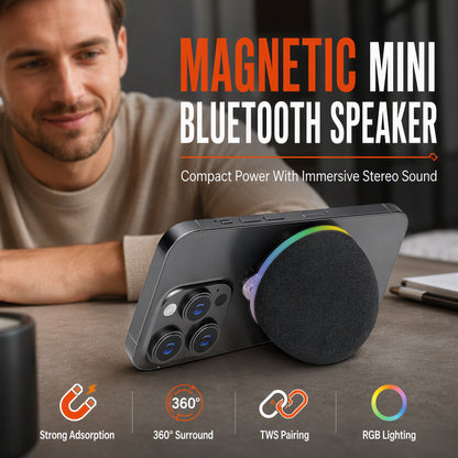 ⏳Time-Limited Special⏰ Magnetic Mini Bluetooth Speaker – Snap It, Play It – 360° Sound, RGB Light, Weighs Less Than Your Phone 🧲