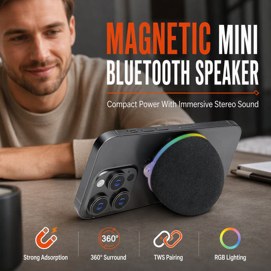 ⏳Time-Limited Special⏰ Magnetic Mini Bluetooth Speaker – Snap It, Play It – 360° Sound, RGB Light, Weighs Less Than Your Phone 🧲