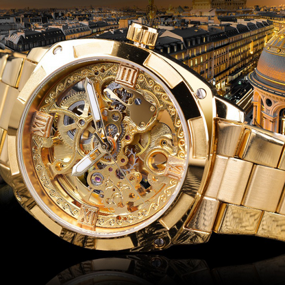 ⏳Time-Limited Special⏰Skeleton Automatic Watch – See The Movement, Feel The Craft – Self-Winding, Gold-Tone, Dress-Casual Style for Every Occasion 💼