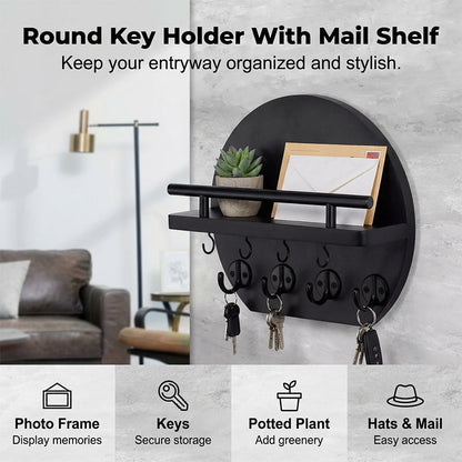 ⏳Time-Limited Special⏰Wall Mount Key Holder with Shelf & Hooks