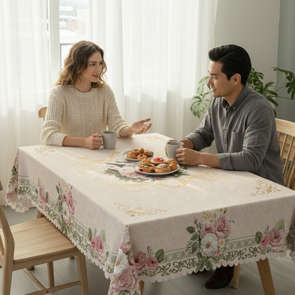 ⏳Time-Limited Special⏰Waterproof Floral Print Tablecloth for Dining & Parties
