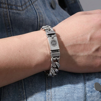 ⏳Time-Limited Special⏰Men's Retro Mantra Bracelet – Six-Syllable Design, Stylish & Meaningful – Vintage Silver Finish with Dual-Chain Look ✨