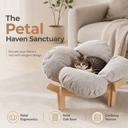 ⏳Time-Limited Special⏰Elevated Petal Shaped Wooden Pet Bed with Cushion – Orthopedic Support, Breathable Design & Durable Solid Wood – A Cozy Retreat for Your Furry Friend ✨